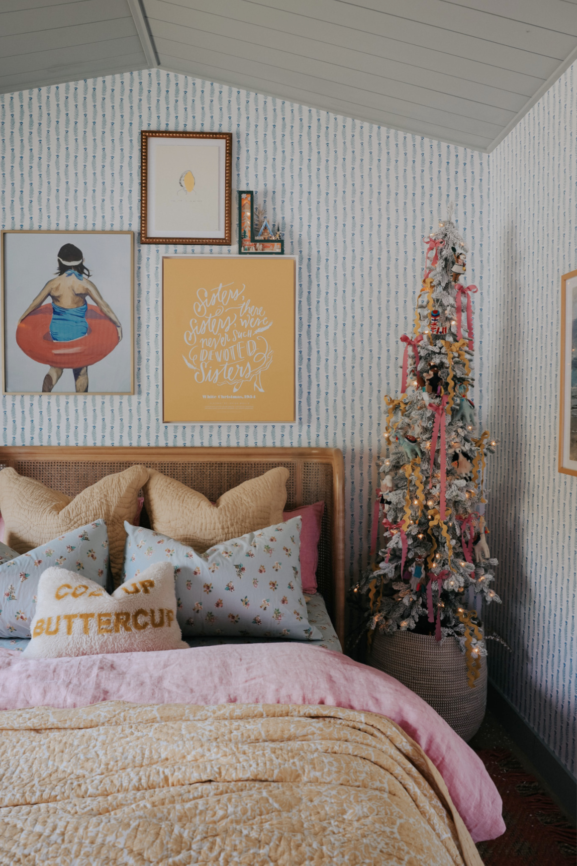 Lola's Bedroom Bookcase with Window Seat at Christmas - Nesting With Grace