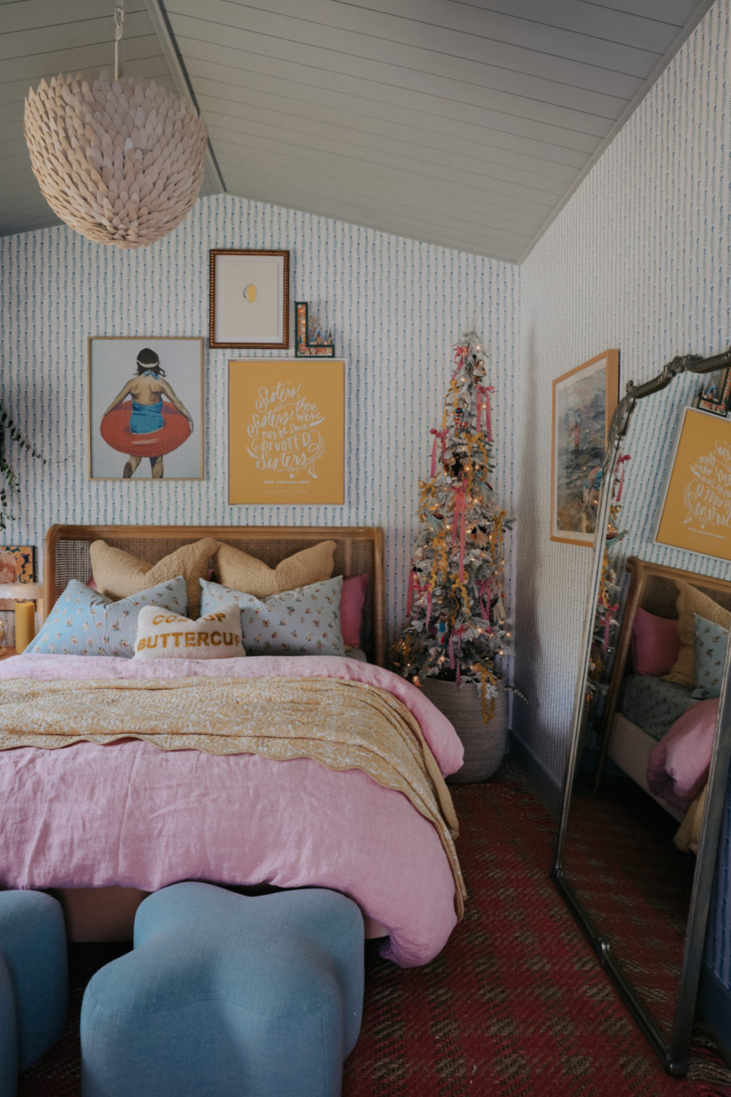 Lola's Bedroom Bookcase with Window Seat at Christmas - Nesting With Grace