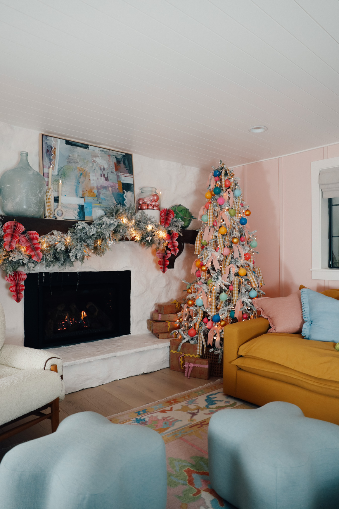 Colorful Whimsical Christmas in our Basement 2024 - Nesting With Grace