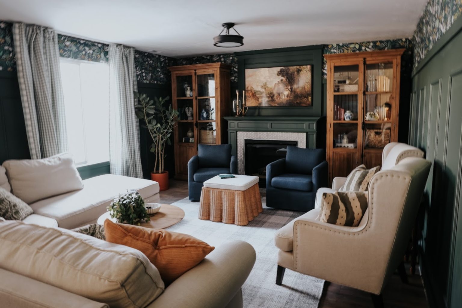 Family Room Makeover at my Sisters- Bye White Walls - Nesting With Grace