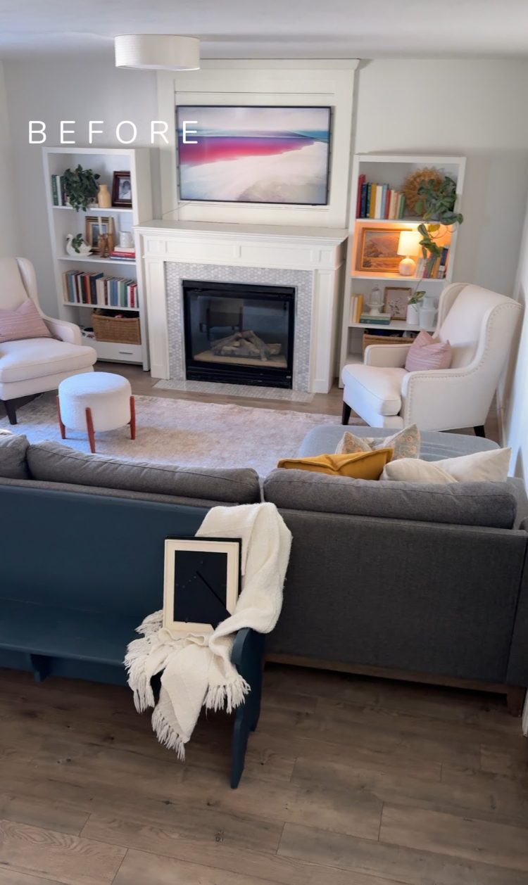 Family Room Makeover at my Sisters- Bye White Walls - Nesting With Grace