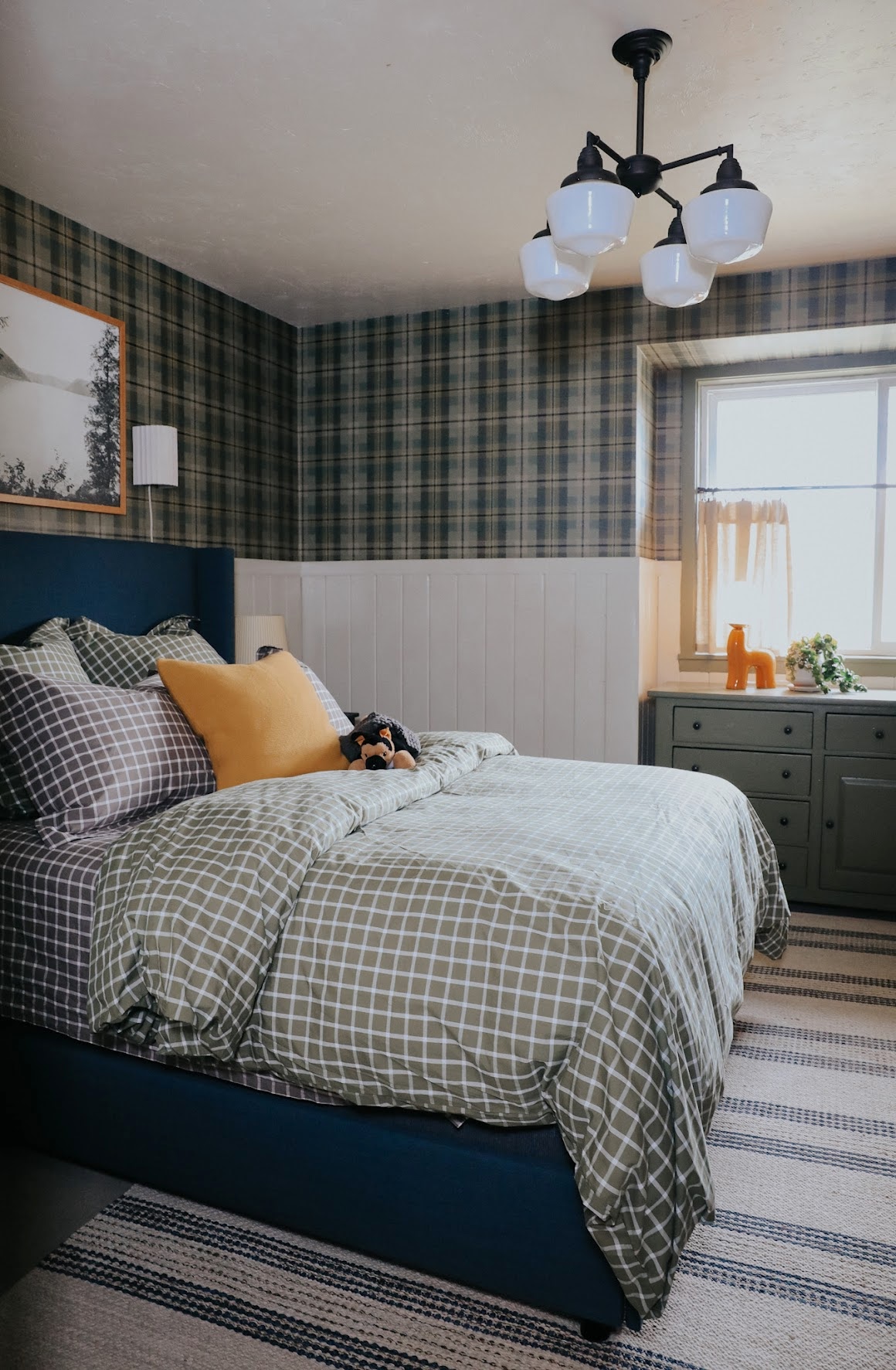 9 year old Boy Room Makeover with Shiplap and Wallpaper - Nesting With ...
