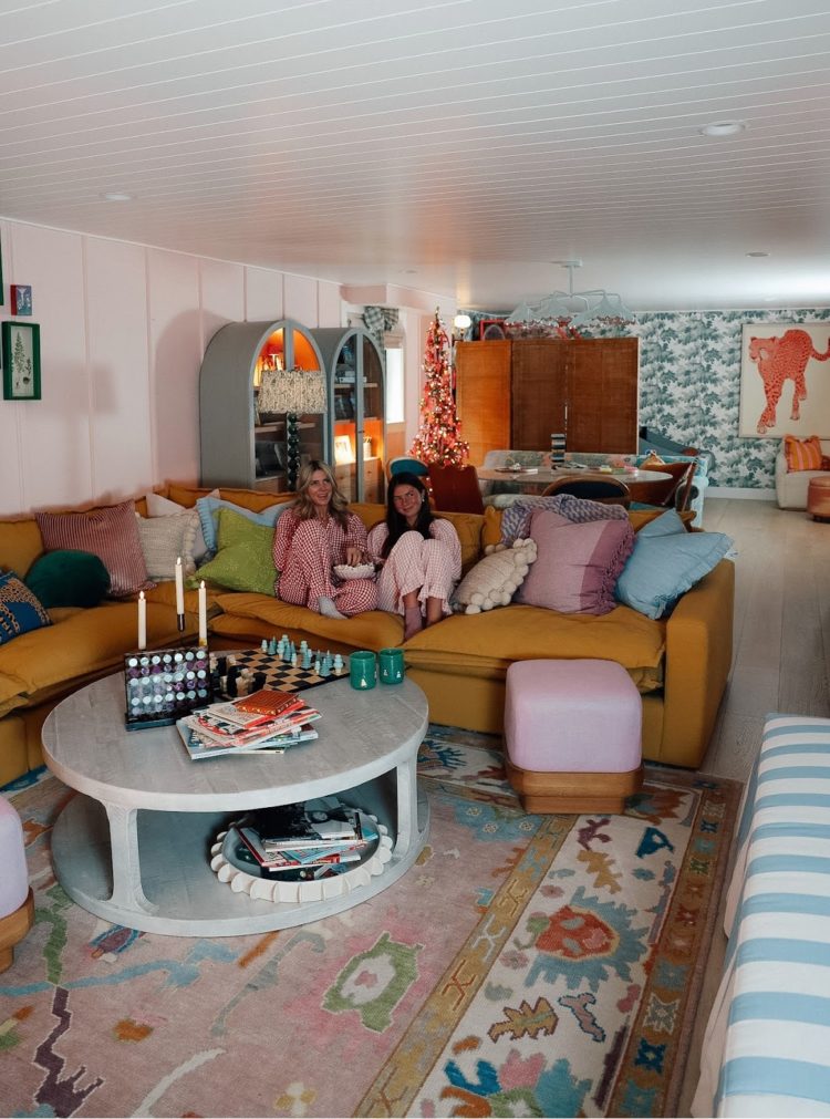A Colorful Christmas in Our Basement Family Room - Nesting With Grace